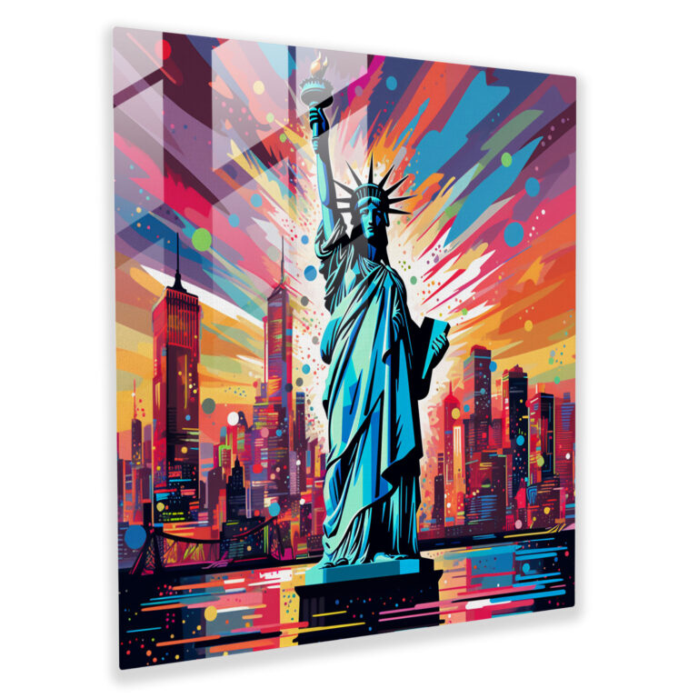 Revolutionary Glass Print: Pop Art Glass Wall Art of the Statue of Liberty