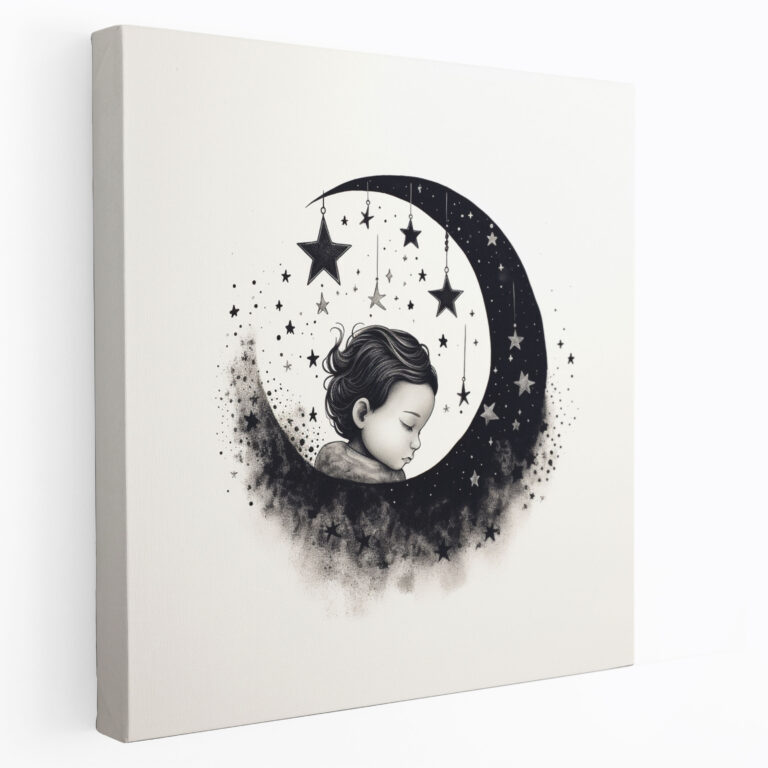 Nursery Minimalist Ink Wall Art - Nursery, Canvas, Wall Art, Minimalist Ink Illustrations