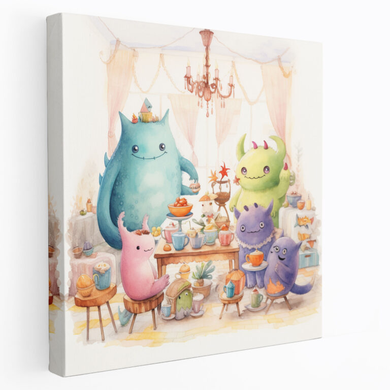 Nursery Playful Watercolor Canvas Print - Nursery, Nursery Decor, Playful Watercolor Illustrations, Canvas Print