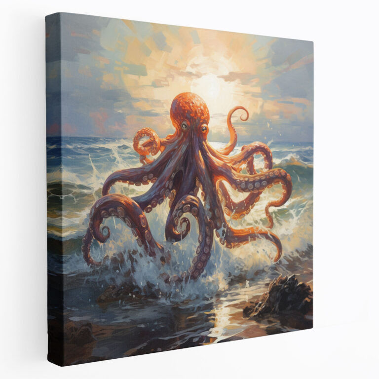 Octopus Canvas Print - Tranquil Impressionist Seascape - Octopus, Canvas Print, Soft Brushstrokes, Canvas Wall Art