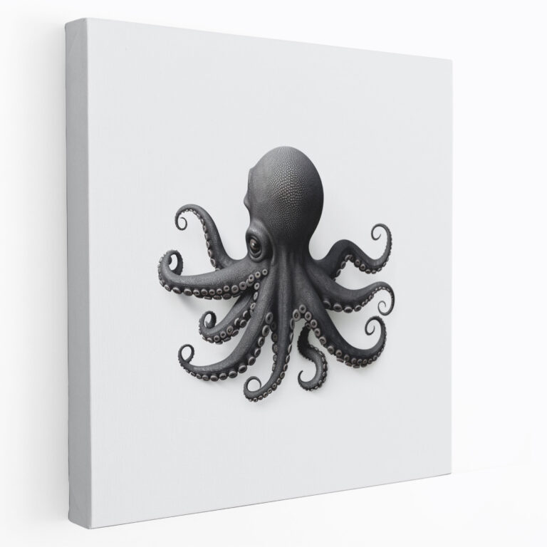 Octopus Wall Decoration - Minimalistic Illustration - Octopus, Black And White, Canvas Wall Art, Octopus