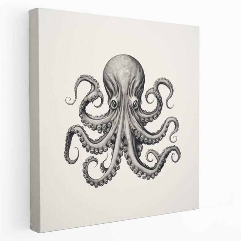 Octopus Wall Art - Minimalist Line Drawing Canvas Print - Octopus, Wall Art, Minimalist Line Drawing, Canvas