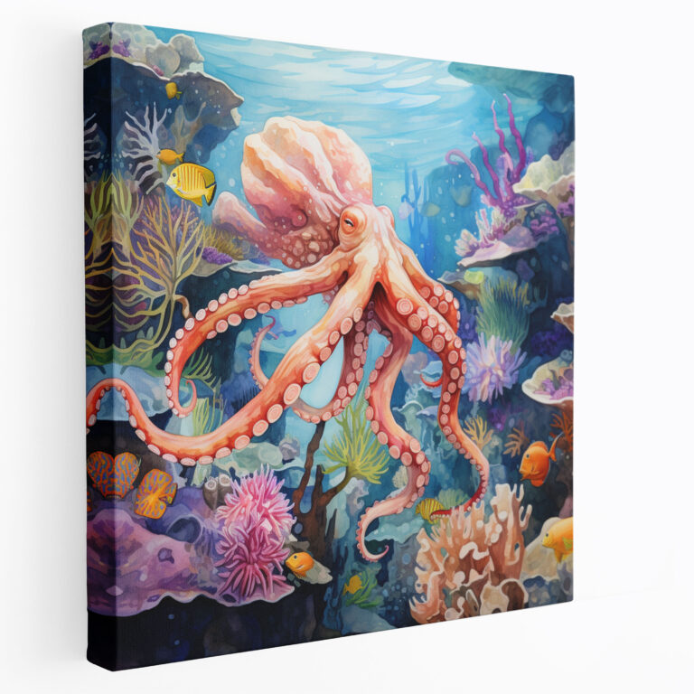 Octopus Canvas Print - Vibrant Watercolor Painting - Octopus, Underwater, Canvas Wall Art, Wall Decoration