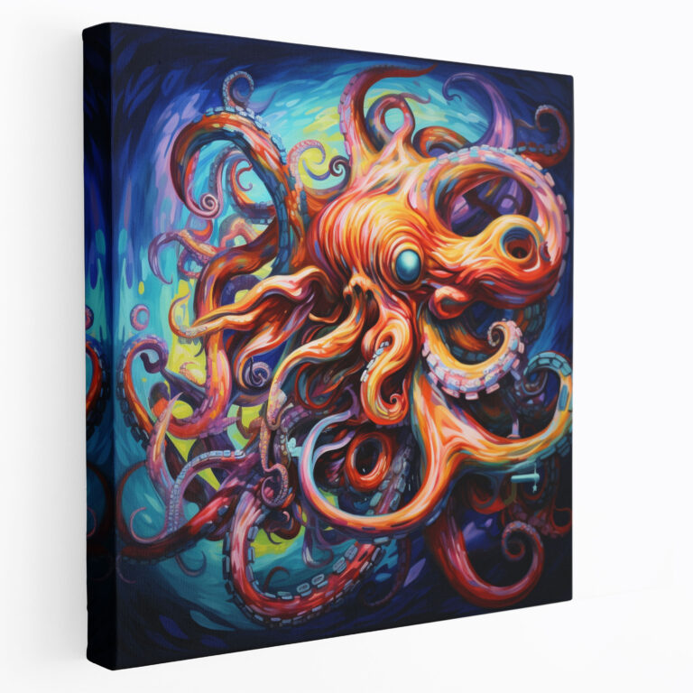 Octopus Wall Art - Abstract Acrylic Artwork - Octopus, Canvas, Canvas Wall Art, Vibrant Colors