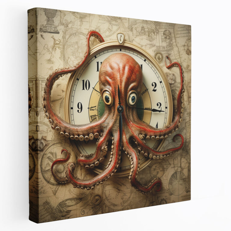 Octopus Canvas Print - Surreal Mixed Media Collage - Octopus, Octopus, Home Decoration, Surreal