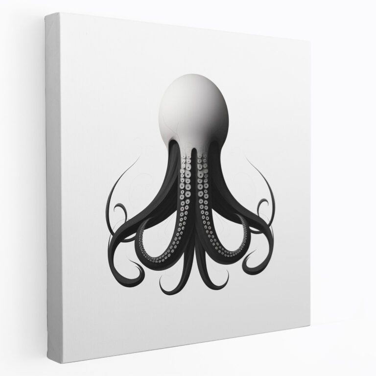 Octopus Wall Decoration - Minimalist Black And White Illustration - Octopus, Canvas Print, Contemporary, Canvas