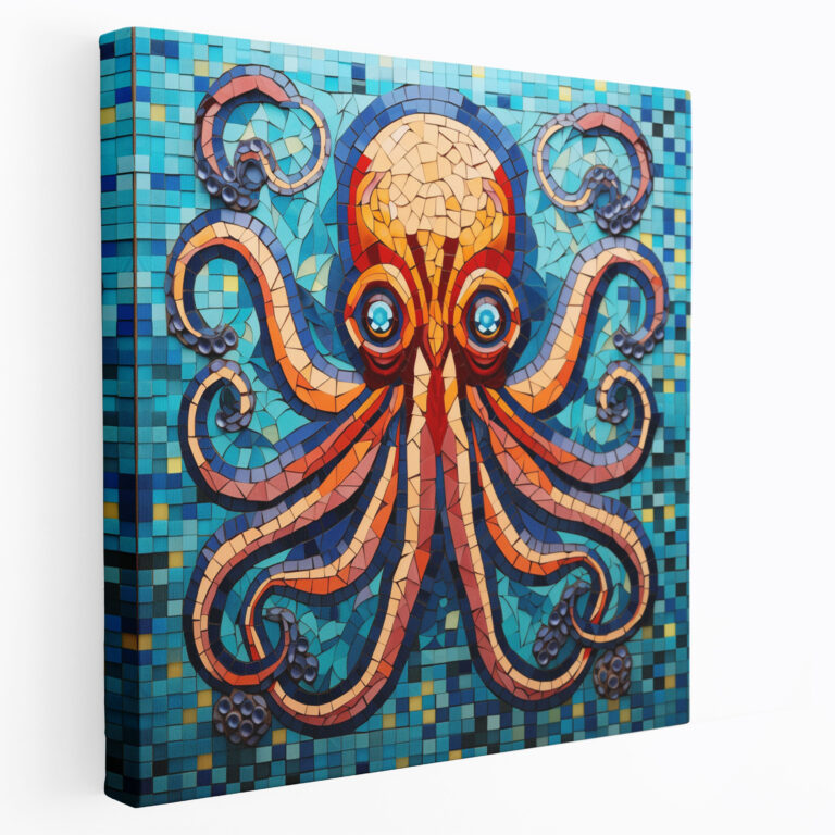 Geometric Octopus Wall Art - Octopus, Mosaic, Geometric Design, Wall Art