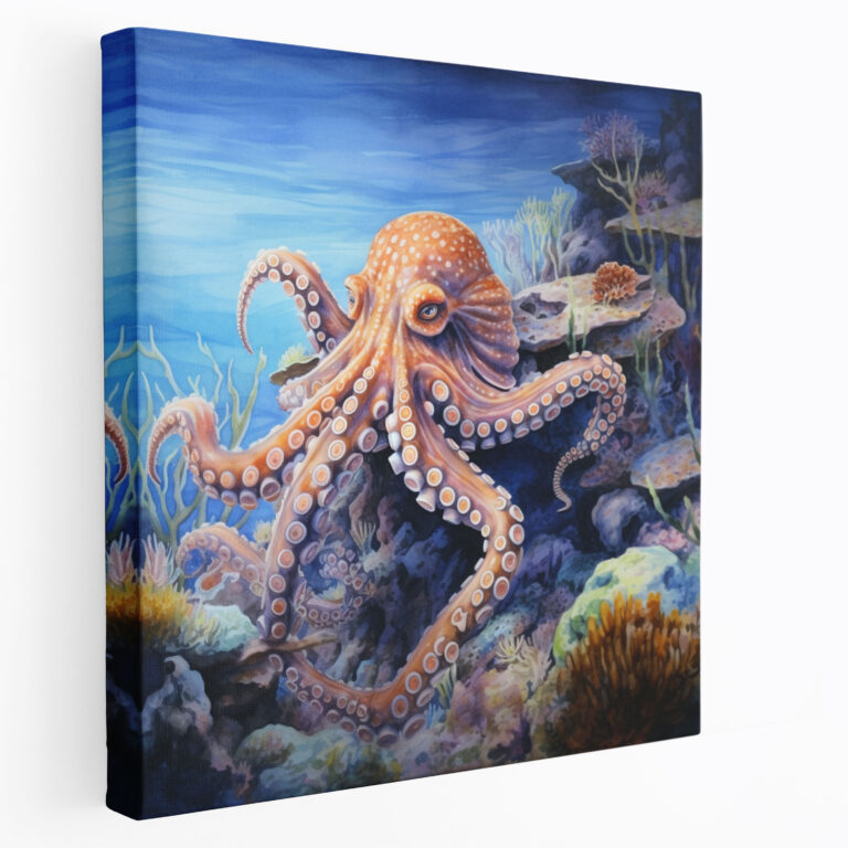 Octopus Canvas Print - Majestic Watercolor Painting - Octopus, Canvas Wall Art, Majestic, Canvas