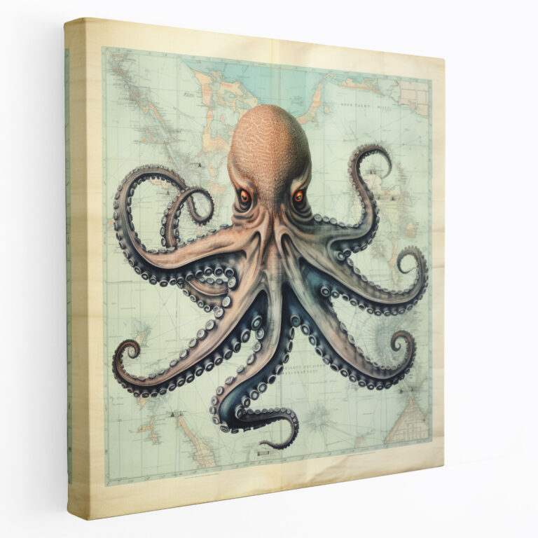 Octopus Wall Art - Collage Artwork - Octopus, Wall Decoration, Canvas Wall Art, Octopus
