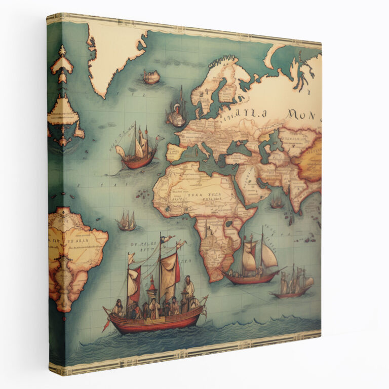 Ottoman Empire Wall Decoration - Vintage World Map Canvas Print