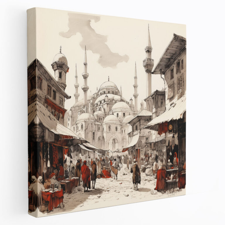 Bustling Ottoman Bazaar - Canvas Wall Art
