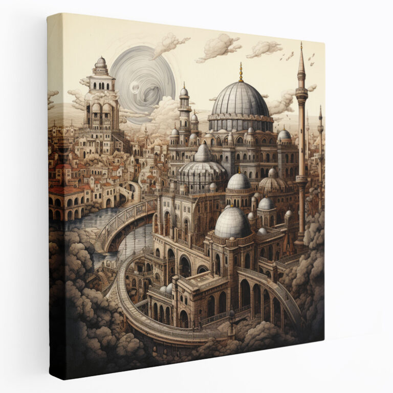 Architectural Marvels of the Ottoman Empire - Hand-drawn Canvas Wall Art