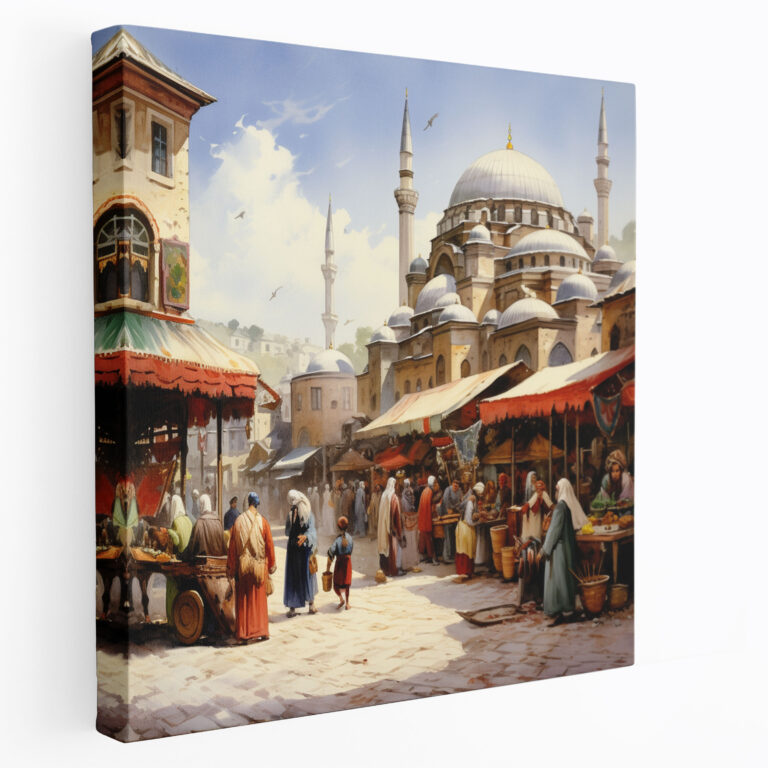 Bazaars of the Ottoman Empire - Vibrant Watercolor Canvas Wall Art