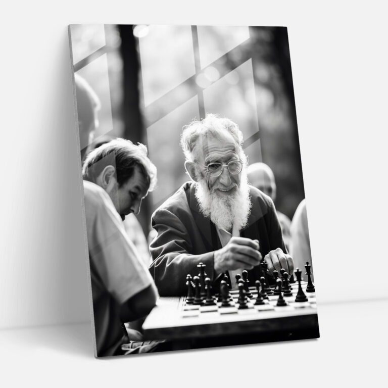 Old Peoples Retro Black And White Photograph Glass Print - Old Peoples, Glass Art, Home Decoration, Modern Art