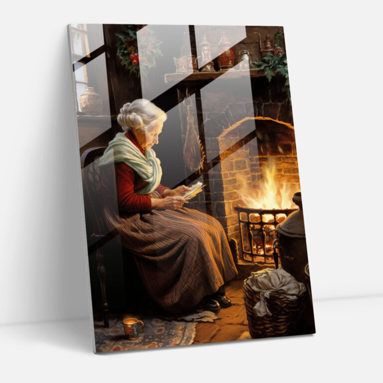 Old Peoples Vintage Illustration Glass Print - Old Peoples, Old Peoples, Wall Decoration, Winter Evening
