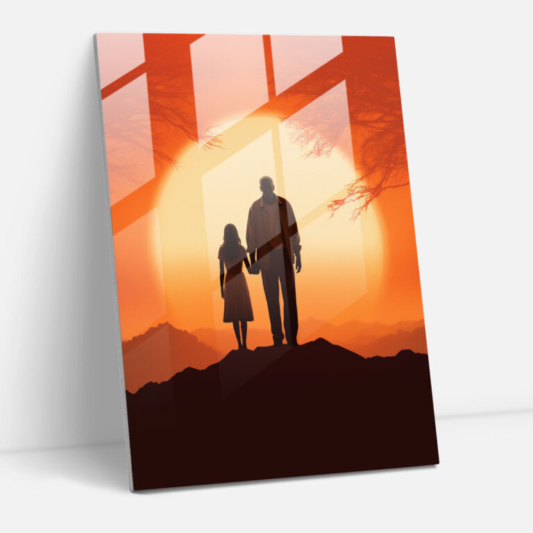 Old Peoples Minimalist Art Glass Print - Old Peoples, Glass Print, Silhouette, Glass Wall Art