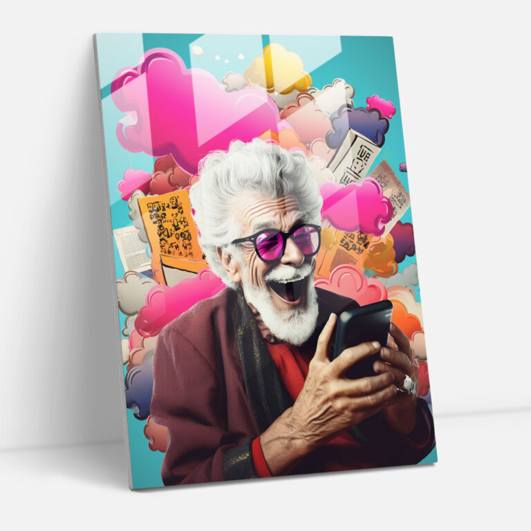 Old Peoples Glass Print - Old Peoples, Glass Wall Art, Home Decoration, Pop Art