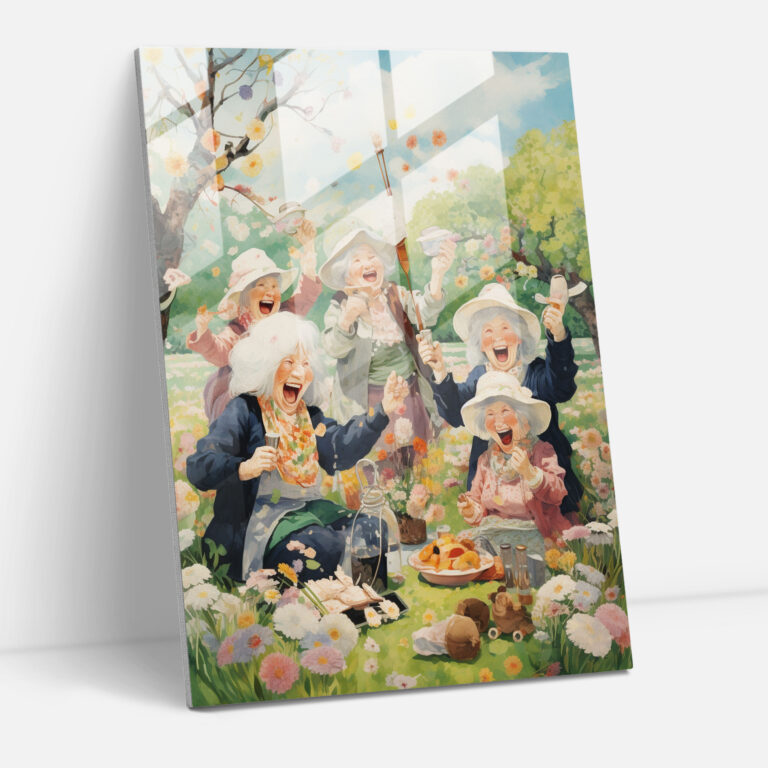 Old Peoples Home Decoration - Old Peoples, Meadow, Picnic, Glass Art