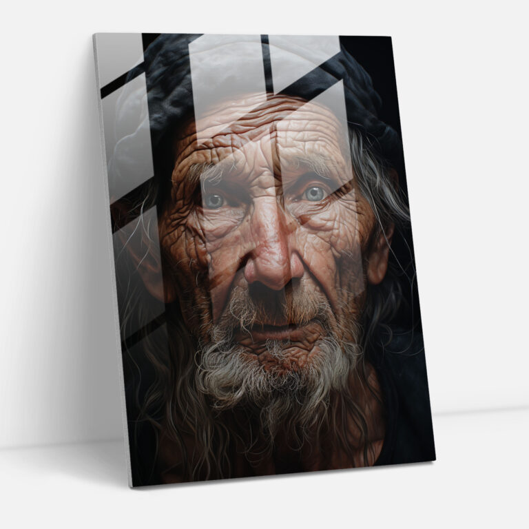 Old Peoples Glass Print - Old Peoples, Glass Print, Wrinkled Face, Glass Wall Art