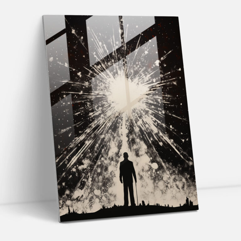 Minimalist Glass Print - Oppenheimer's Impact - Oppenheimer, Silhouette, Glass Wall Art, Wall Decoration