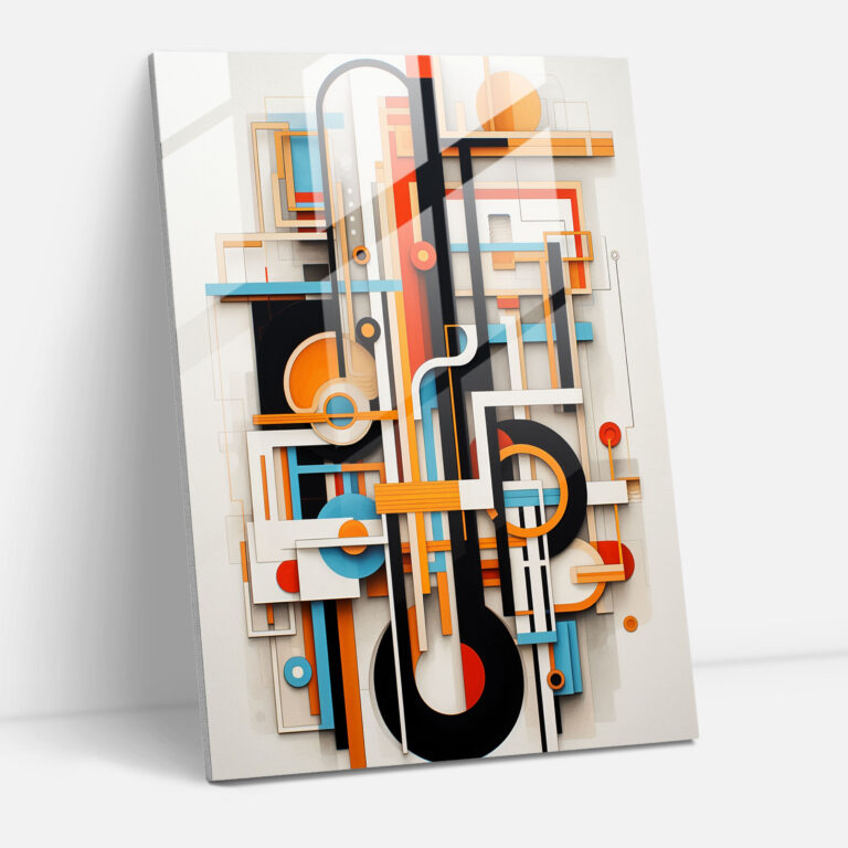 Oppenheimer Glass Wall Art - Geometric Fusion - Oppenheimer, Home Decoration, Abstract Geometric Design, Bold