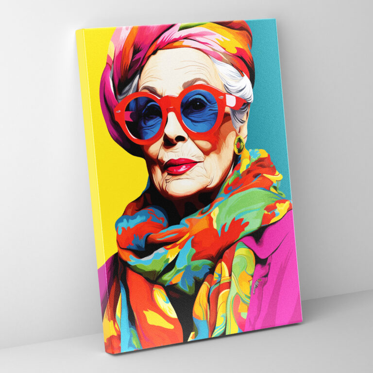 Old Peoples Canvas Print - Old Peoples, Pop Art Illustration, Canvas Print, Colorful Headscarf