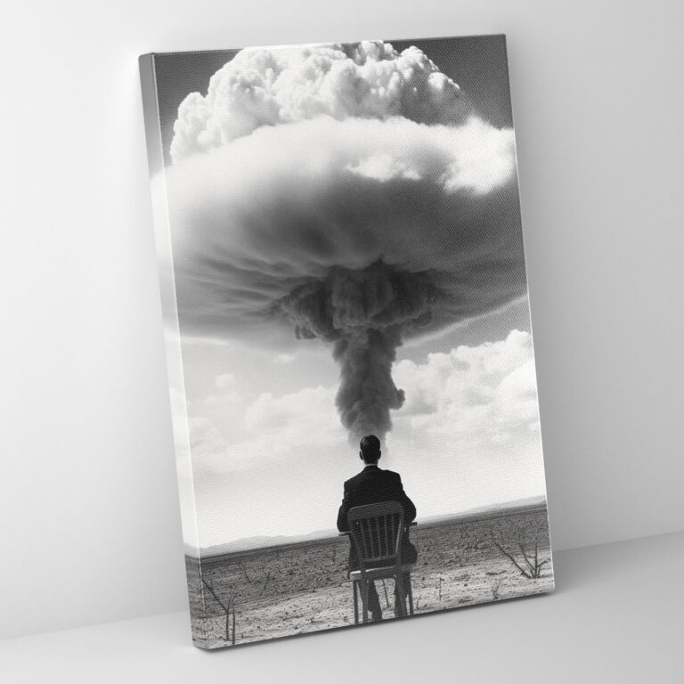 Oppenheimer Silhouette Canvas Print - Oppenheimer, Silhouette, Home Decoration, Minimalist Black And White Photograph