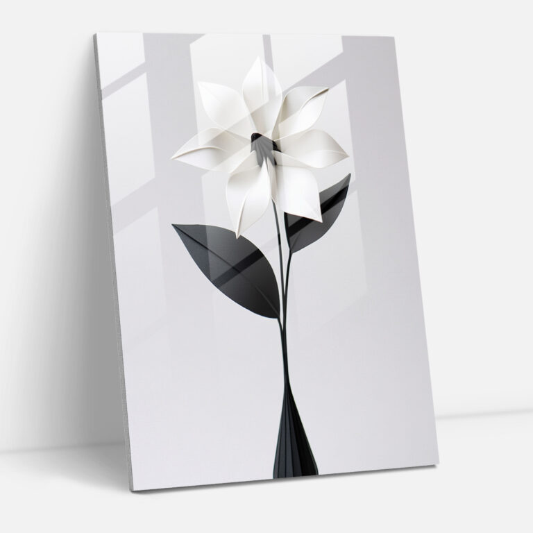 Origami Glass Wall Art - Origami, Wall Decoration, Minimalist, Origami Flower