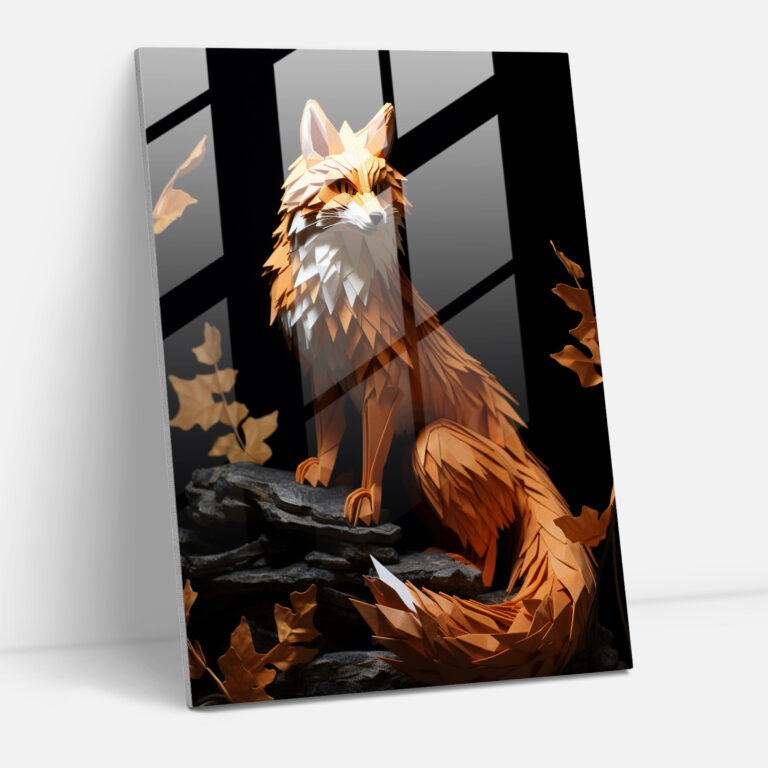 Origami Glass Print - Graceful Animals - Origami, Origami, Glass Art, Wall Decoration
