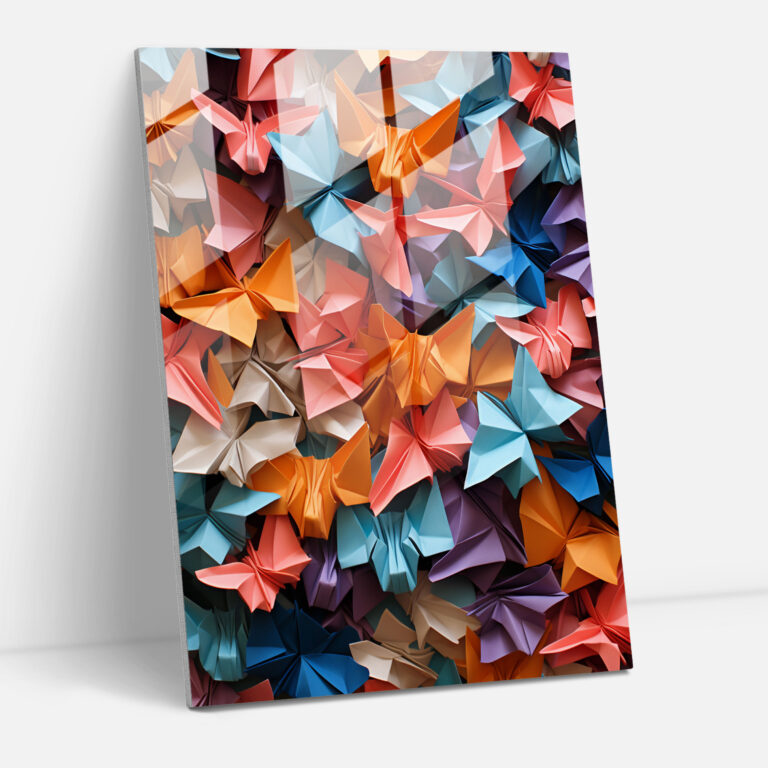 Origami Glass Print - Patterned Tapestry - Origami, Intricacy, Glass Art, Origami