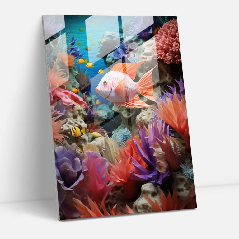 Origami Glass Wall Art - Marine Paradise - Origami, Origami, Underwater Paradise, Coral Reefs