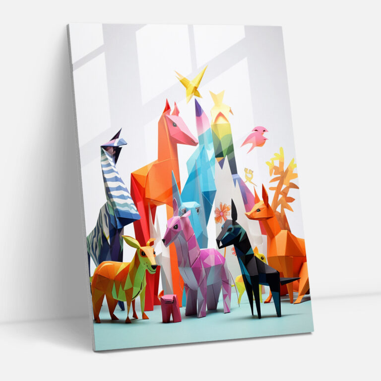 Whimsical Origami Glass Print - Origami, Whimsy, Home Decoration, Origami Animals