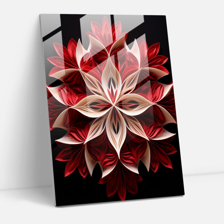 Symmetrical Origami Glass Wall Art - Origami, Glass Art, Intricately Folded, Symmetrical Design