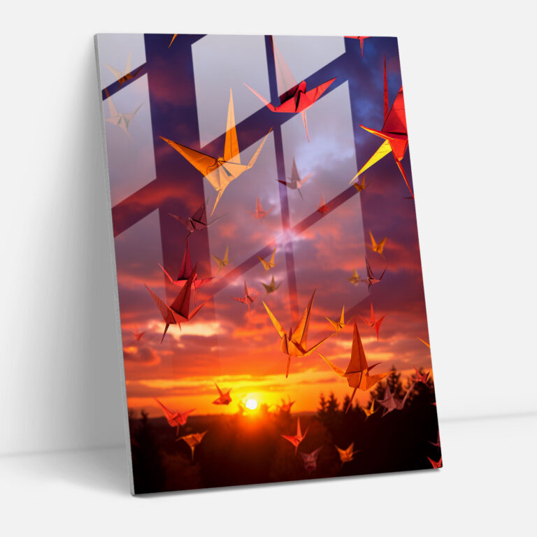 Tranquil Origami Glass Print - Origami, Delicate Details, Freedom, Serene Atmosphere