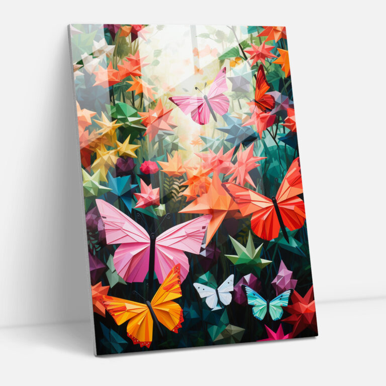 Dreamy Garden Origami Glass Print - Origami, Origami, Glass Art, Home Decoration