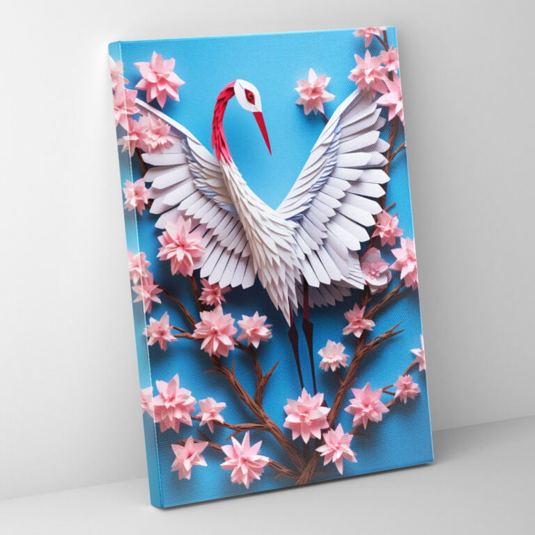 Cherry Blossom Origami Canvas Print - Origami, Crane, Japanese Traditions, Origami