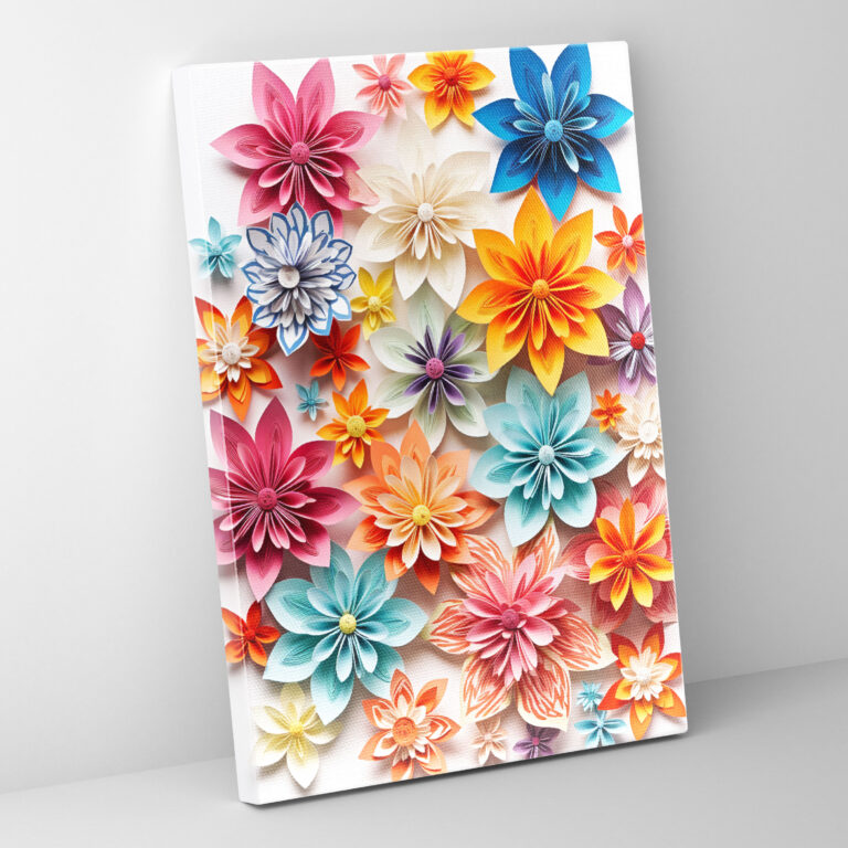 Colorful Origami Flowers Canvas Print - Origami, Vibrant Colors, Origami, Delightful