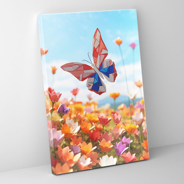 Wildflower Origami Butterfly Wall Art - Origami, Elegance, Captivating Scene, Grace Of Nature