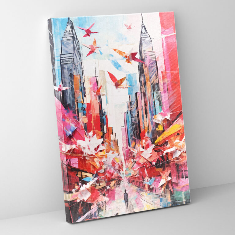Origami Cranes City Canvas Print - Origami, Wall Decoration, Urban Life, Canvas