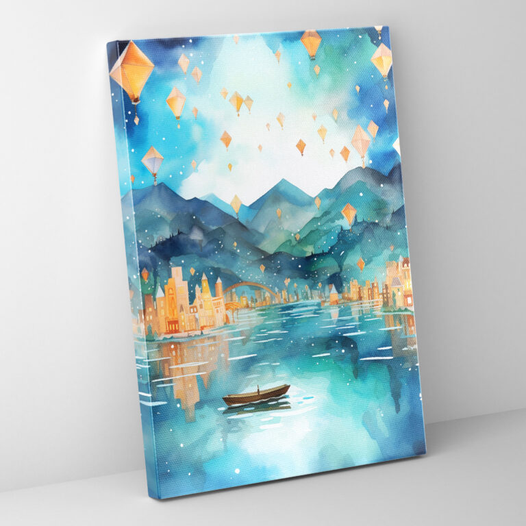 Origami Boats Lanterns Canvas Print - Origami, Canvas, Floating Lanterns, Origami Boats