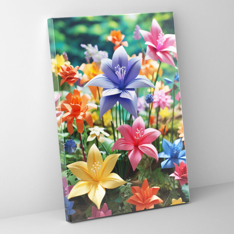 Origami Flowers Canvas Print - Origami, Wall Decoration, Home Decoration, Garden