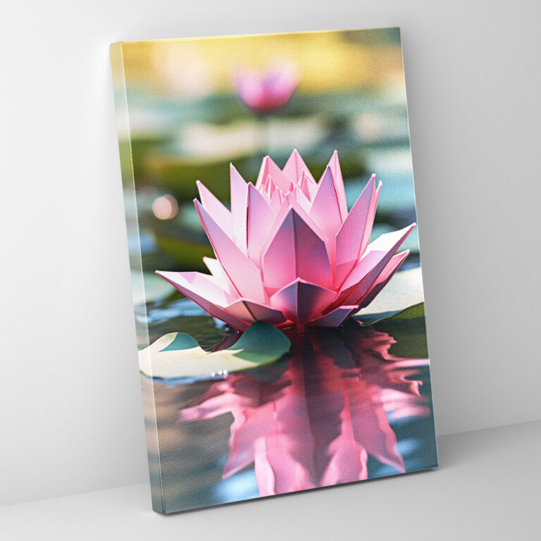 Origami Lotus Flower Wall Art - Origami, Canvas Print, Canvas, Home Decoration