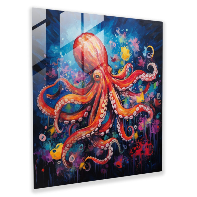 Octopus Glass Print - Octopus, Underwater, Glass Wall Art, Home Decoration