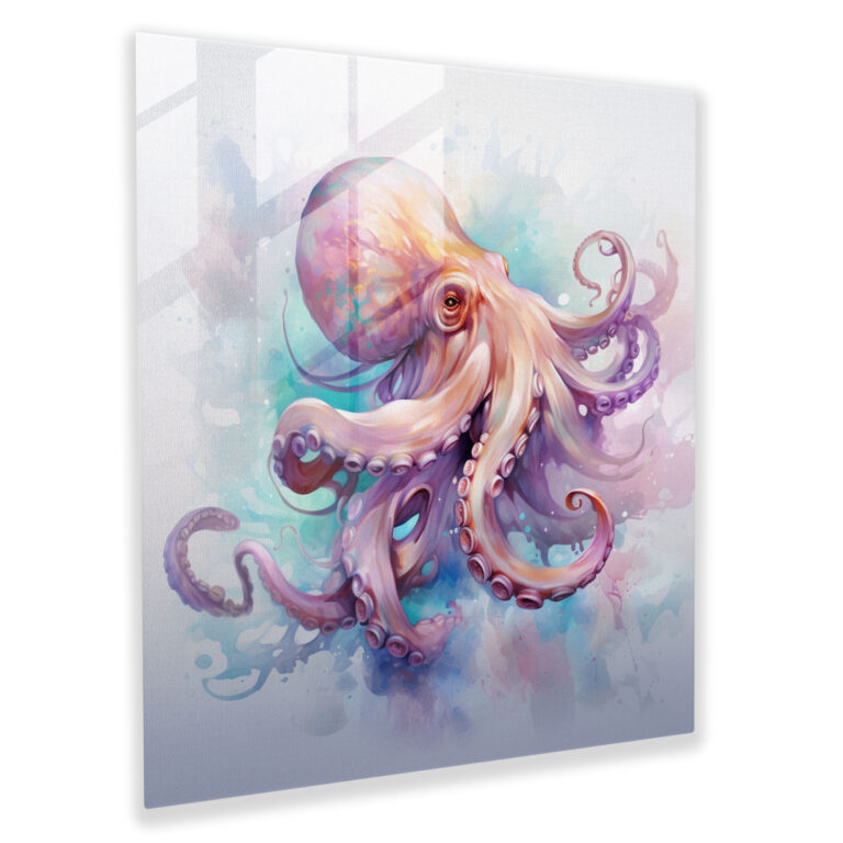 Ethereal Octopus Glass Print - Octopus, Glass Print, Home Decoration, Glass Art