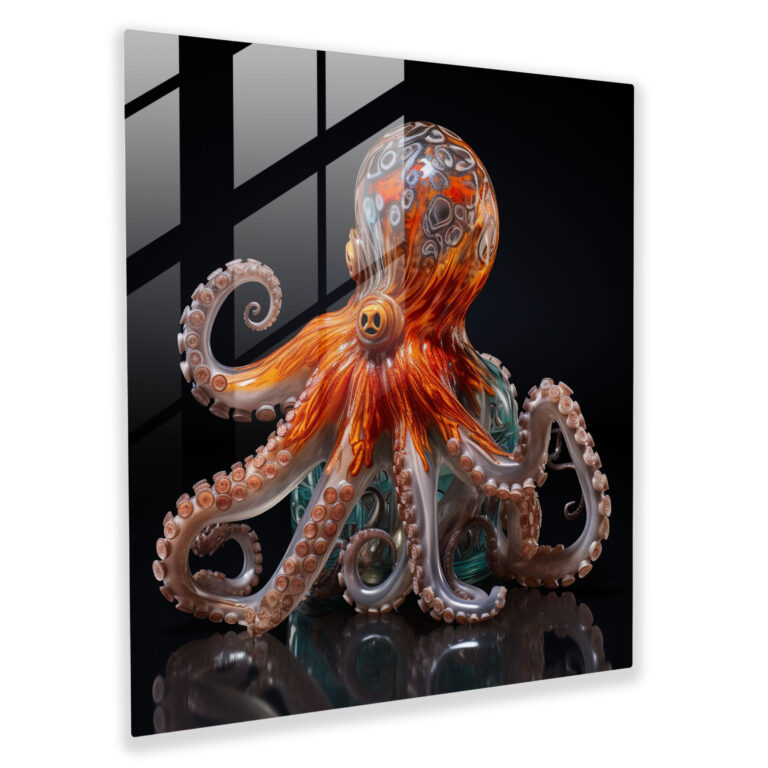 Octopus Glass Print - Realistic Lifelike Wall Decoration - Octopus, Glass Art, Wall Decoration, Modern Art