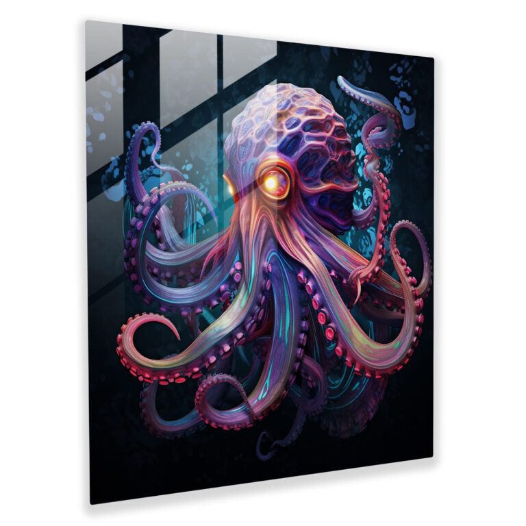 Mystical Octopus Glass Print - Octopus, Wall Decoration, Vibrant, Octopus