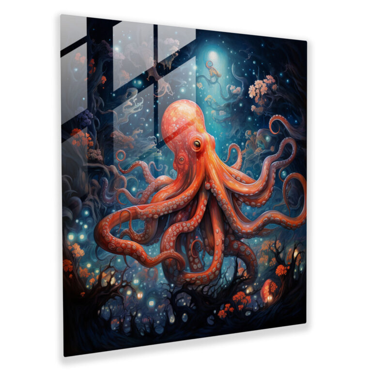 Dreamy Octopus Glass Print - Octopus, Whimsical, Glass Art, Glass Print