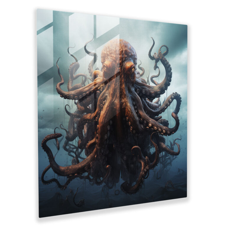Majestic Octopus Glass Print - Octopus, Modern Art, Sophisticated, Majestic