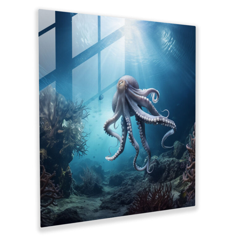 Ethereal Octopus Glass Print - Octopus, Glass Art, Wall Decoration, Modern Art