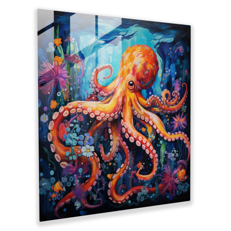 Octopus Glass Print - Octopus, Modern Art, Home Decoration, Wall Decoration